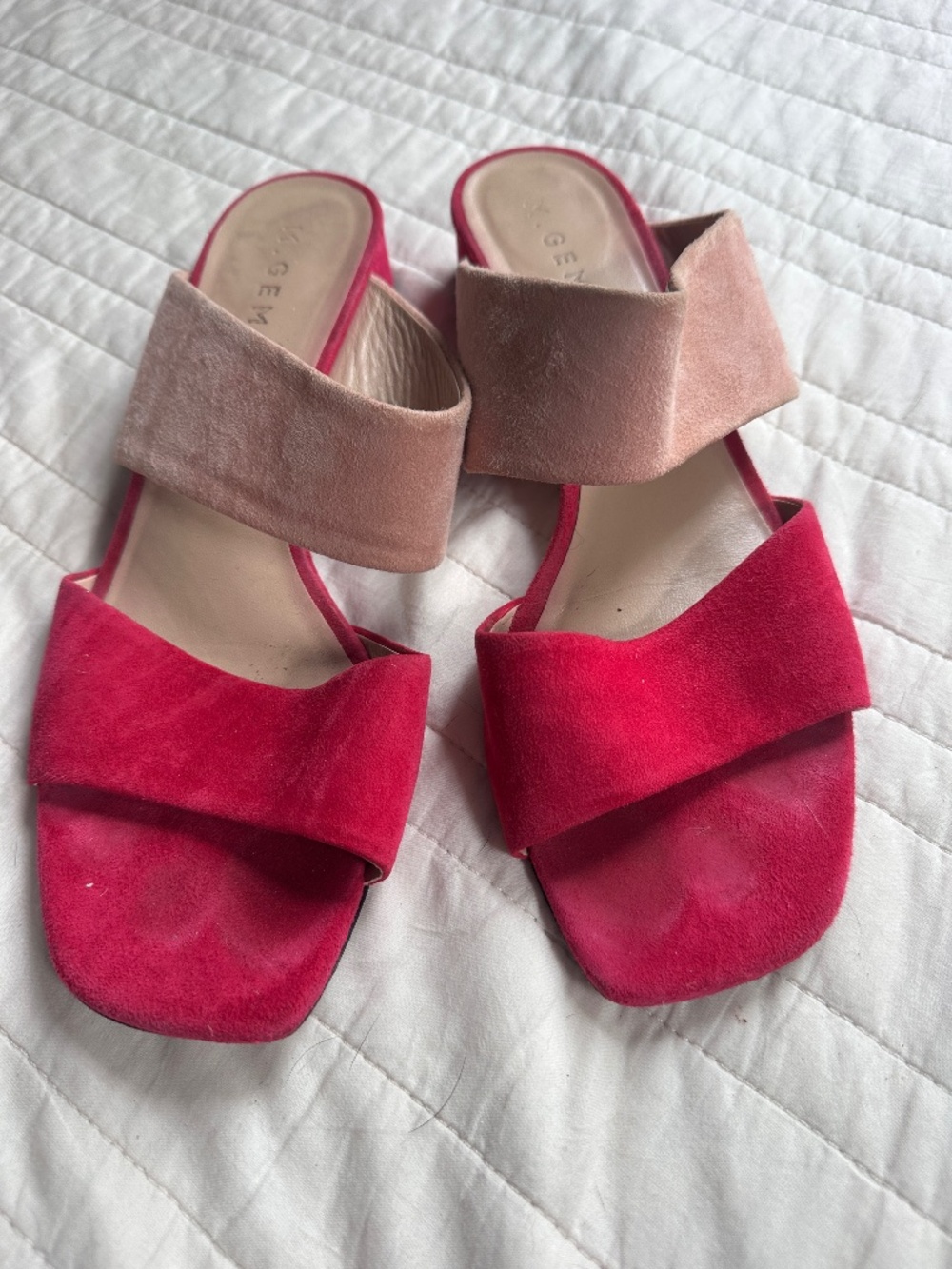 Women’s M Gemi Italian Leather Suede Pink Heeled Sandals 10